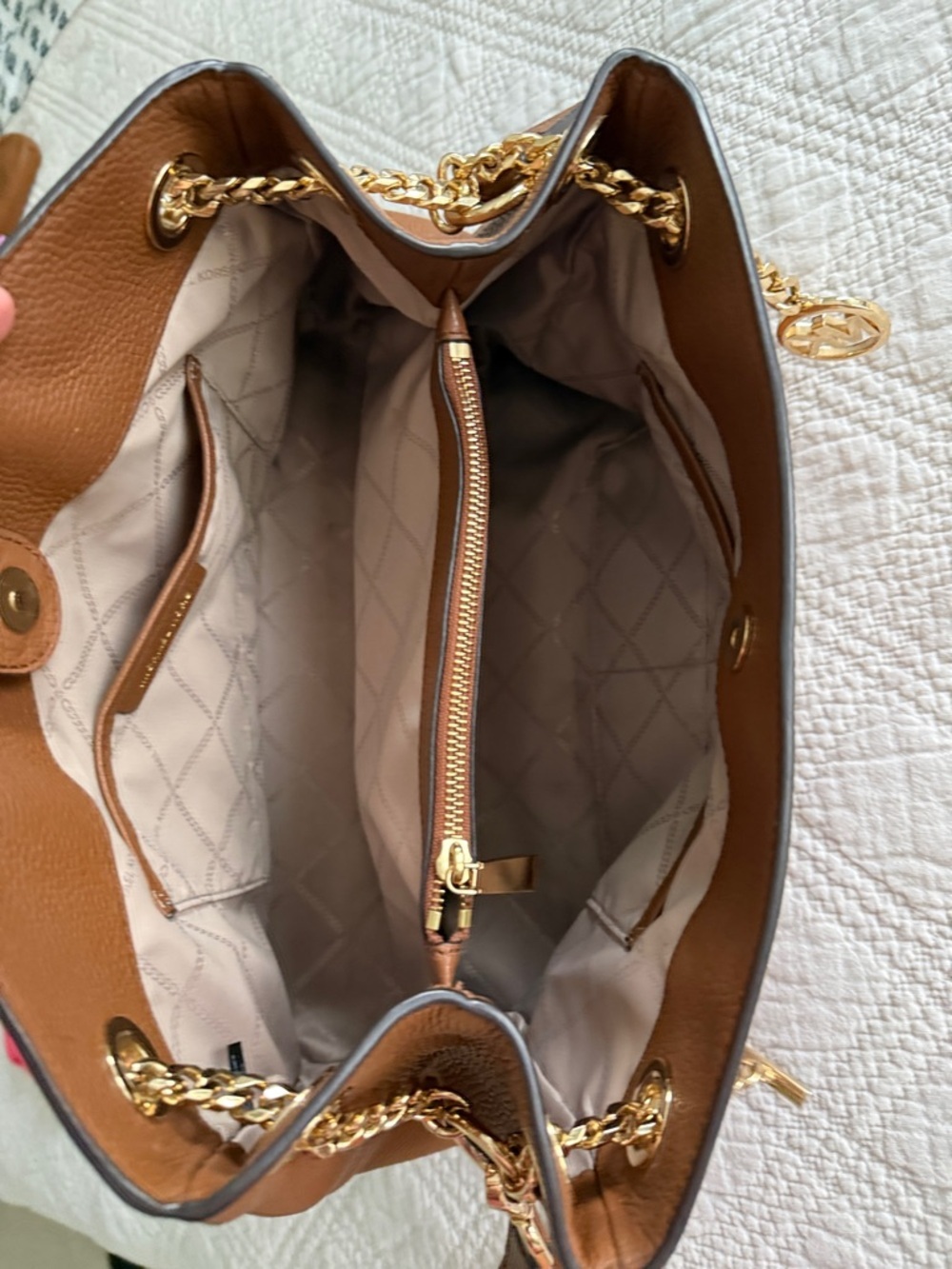 Michael Kors Jet Set Chain Legacy Shoulder Bag Chestnut Brown Pebbled Leather - Picture 11 of 16